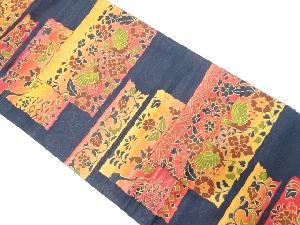 アンティーク　変わり色紙に花鳥模様織り出し袋帯（材料）